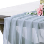 MDS Pack of 25 | Dusty Blue | 14ft Chiffon Table Runner 29x170 Inches Long Romantic Rustic Sheer Gauze Runner for Wedding Bridal Shower Birthday Banquets Engagement Spring Easter Boho Decorations - Image 3