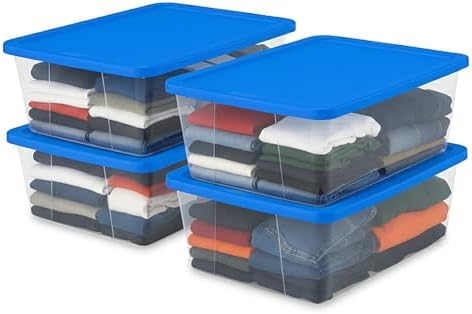 HOMZ Snaplock, Small Clear Plastic Storage Organizer Bins w/Lids, 4 Pack by Homz