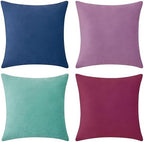 MONDAY MOOSE Decorative Throw Pillow Covers Cushion Cases, Set of 4 Soft Velvet Modern Designs, Mix and Match for Home Decor, Pillow Inserts Not Included (18x18 inch, Purple/Blue) by MondayMoose