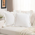 FUTEI Pack of 2 Chenille Throw Pillow Covers 24x24 Inch, White by FUTEI