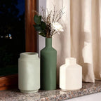 Neutral Ceramic Vase Set of 3 – Modern Decorative Vases, Small Flower Pottery Vase Sets, Boho Farmhouse Rustic Vases for Living Room, Kitchen, Bedroom, Bathroom, Shelf, Table - Image 4