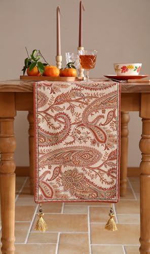 ISAENNE Designer French Linen Long Table Runner,102"x12"-Chauffrey A - Image 5