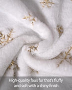 Christmas Tree Skirt, 36-Inch White Faux Fur Tree Skirt with Sparkling Gold Sequin Snowflakes, Quality Xmas Decorations for 4FT-6FT Christmas Trees - Perfect for Christmas Home Decor - Image 5