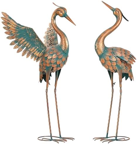 36.8" Blue Heron Garden Statue, Extra-Large Metal Cranes for Yard - Image 2