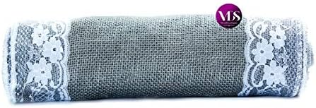 VDS Pack of 5, Burlap Table Runner with White Lace Edge, 100% Natural Jute Rustic Hessian Table Cloth Centerpiece for Wedding Birthday Party Banquet Table Decoration (Size 12X108 Inch)(Silver Grey) - Image 4
