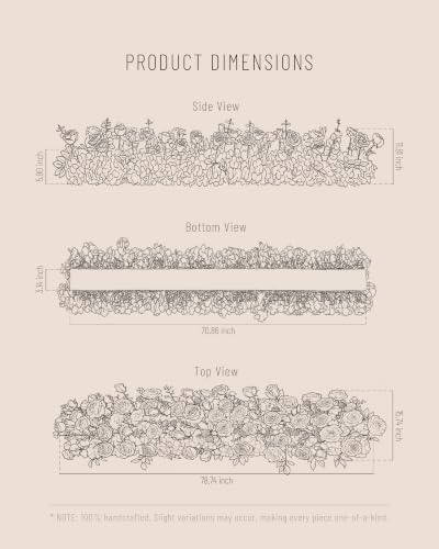 72inch Aisle Flower Garland with Chiffon Sheer Drape, White Rose, Butterfly Orchid & Baby's Breath Artificial Flowers, Floral Runner for Wedding Arch, Backdrop, Reception Table Decor, Ceremony Pathway - Image 6