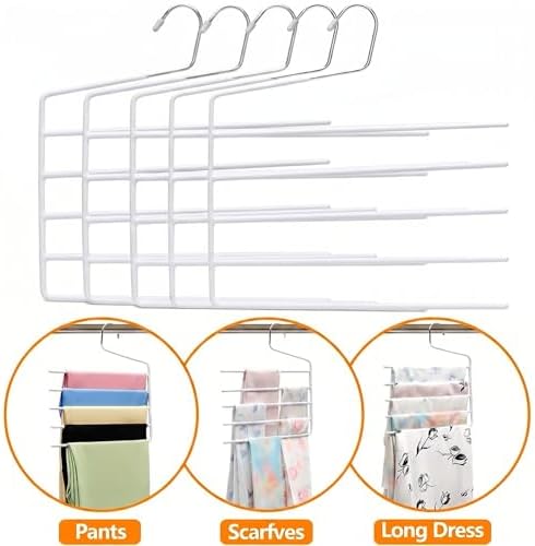 5 Pack 5-Tier Garden Flag Hangers, Garden Flag Storage Heavy Duty Multi Layers Space Saving, Organizer Holder, Non-Slip Open-Ended Design for Garden Flags, Pants, Jeans, Ties & More (White) - Image 4