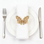 Set of 6 Crystal Butterfly Napkin Rings Home Metal Napkin Buckles Holder for Wedding,Parties, Dinners, Christmas, Holidays Decor (Gold) - Image 2