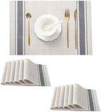 Leetaltree Khaki-Blue Placemats, Heat Resistant Non-Slip Place mats for Dining Table, Washable Durable PVC Vinyl Woven Table Mats (Set of 12) by Leetaltree-ArtatEveryTable