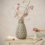Ceramic Flower Vase, 9.06” Rustic Farmhouse Decorative Vase for Home Decor, Gray Textured Pottery Vase for Pampas Grass, Living Room, Entryway, Mantel, Kitchen Table, Centerpiece - Image 7