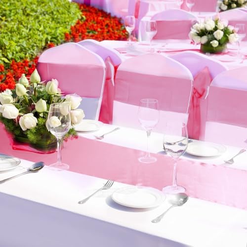 Bencailor 24 Pcs Pink Satin Table Runners Bulk, 12 x 108 Inch - Image 6