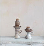 7.5 Inches Stoneware Pillar Holder with Handle and Reactive Glaze for 5 Inches Pillar, Brown - Image 4
