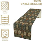 William Morris Style Plant Table Runner for Table Decor, Rustic Art Flower Vintage Floral Botanical Printed for Kitchen Dining Room Living Room Farmhouse Party Holiday Decorate 13" x 120" - Image 2