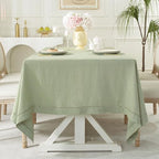 Linen World Hemstitch Linen Tablecloth,French Linen Sage Tablecloth 90" x 60" Inch,Washable Rectangular Table Cloth for Dining,Outdoor,Weddings and Restaurants,Decorative Thanksgiving Christmas - Image 2