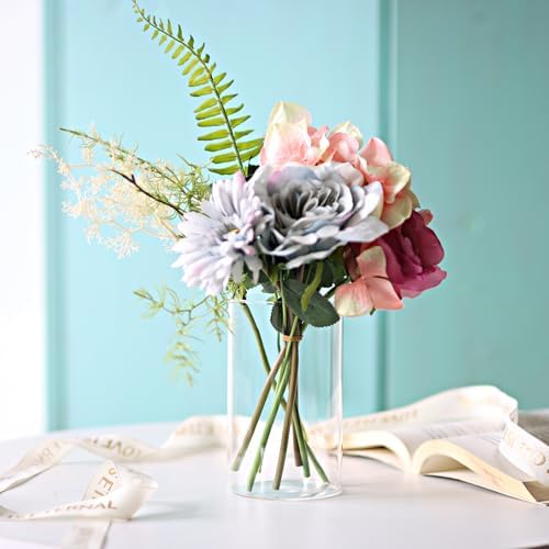 12Pcs Glass Cylinder vases for Centerpieces, 6 Inches Clear Bud Vases for Wedding Decorations,Floral Vase Bulk Flower vases,Tall Glass Hurricane Candle Holder for Table Shelf, Party. - Image 5