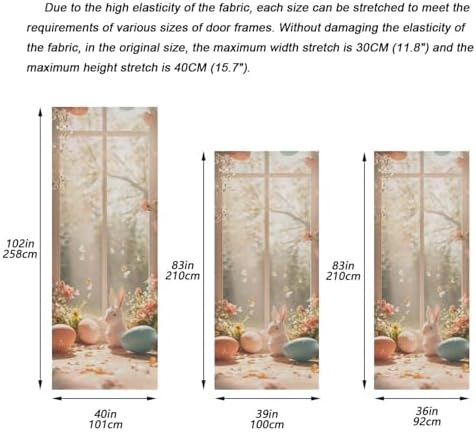 Burbuja Easter Bunny Eggs House Door Cover, Stretch Fabric Backdrop Door Porch Covers for Home Party Holidays Decoration, 35x79 In - Image 3