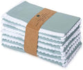 FINGERCRAFT Lace Cloth Napkins, Cotton Linen, 12 Pack, 20x20 Inch, Aqua by FINGERCRAFT
