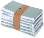 FINGERCRAFT Lace Cloth Napkins, Cotton Linen, 12 Pack, 20x20 Inch, Aqua by FINGERCRAFT