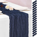 16 Pack Navy Blue Table Runners 10FT Cheesecloth Table Runner Boho Gauze Table Runner Long Rustic Sheer Fabric Table Runners for Wedding Party Bridal Shower Farmhouse & Home Decor by Lumaycens