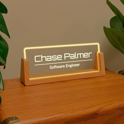 Custom Wall Business Sign, Rectangle Rounded Door Sign, Office Gift Table Top Company Sign Office Decor Personalized Square Business Sign, Valentines Day (LED Light Name Plate) - Image 2