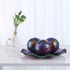 MDLUU Centerpiece Bowl and Balls Set, Mosaic Tray with 3 Pieces Spheres, 12" Decorative Plate with 4" Mosaic Orbs for Home Decor, Gift (Multicolored Purple) - Image 5