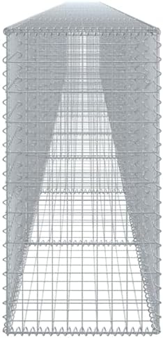 vidaXL Gabion Basket with Cover 393.7"x19.7"x39.4" Galvanized Iron - Image 6