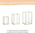 Glasseam Gold Hurricane Candle Holder for Pillar 3Pcs Square Lanterns Decor - Image 7