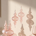12 Pcs Vintage Glass Finial Christmas Ornaments, Pink - Image 5