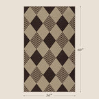 JTJ Easy Jute 3x5 Outdoor Rug, Black & Beige Diamond Pattern, Washable - Image 2