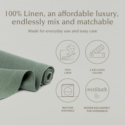 Over&Back 18x108 Washed 100% Linen Table Runner - Washable Table Runners for a Custom Home Decor Tablescape - Perfect for Coffee Table, Dinner Table, Living Room, and More - Green - Image 2