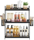 3 Tier Bathroom Counter Organizer with Side Baskets, Wooden Vanity Shelf by BSTSLL
