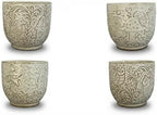 Ceramic Animal Embossed Planter Pots with Drainage Holes and Saucers, 4 Inch, Set of 4, Assorted Designs by Claybourne