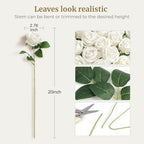 Auihiay 60PCS White Roses Artificial Flowers, Fake Roses, Velvet Silk - Image 3