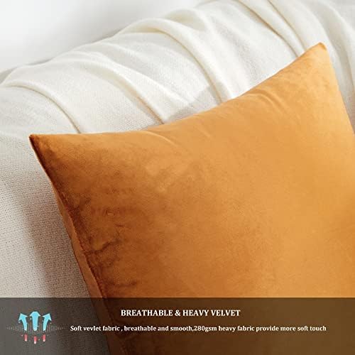 GIGIZAZA Decorative Throw Pillow Covers 18 x 18, Cinnamon Burnt Orange Soft Pillow Covers Velvet,Set of 4 Decor Square Cushion Covers - Image 5