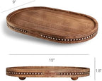 Oval Wooden Decorative Tray Coffee Table Tray Home Decor 15" Rustic - Image 2