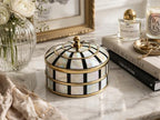 Decorative Jewelry Trinket Box Unique Gift for Home Decor Antique Metal Case with Mother of Pearl Sindoor Box/Coin Box (Double Black) - Image 2