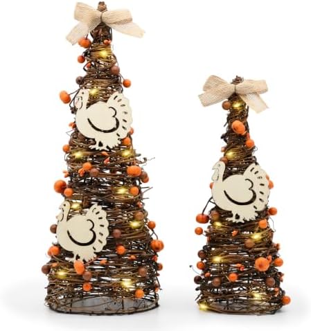 Lighted Thanksgiving Table Tree, Turkey Centerpiece Decor, Fall Decor by CRCZK