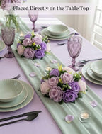 BLOSMON Wedding Rose Centerpieces Tables: Purple Lilac Pink Fake Roses - Image 4
