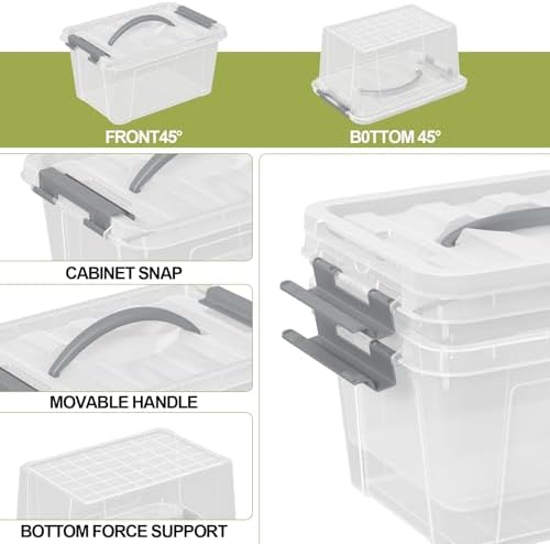 6L Clear Storage Latch Bins, 6-Pack Organizer Box with Handle - Image 4