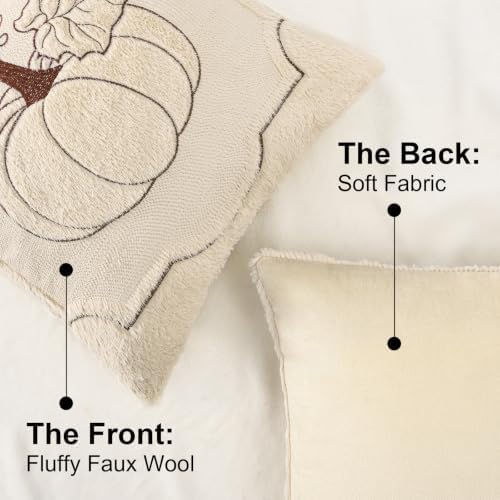 Fall Throw Pillow Covers 18x18 Set of 4 Beige & Orange Pumpkin Pillow Cover - Image 5