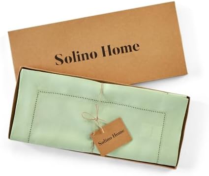 Solino Home 100% Pure Linen Table Runner Light Green Hemstitch, 14 x 48 in - Image 6