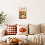 Decorative Tin Sign Vintage Metal Tin Sign Hello Fall Sunflowers Pumpkins Mason Jars Autumn Welcome Wall Decor for Farmhouse Kitchen Entryway 8×12 Inches with Metal Frame - Image 5