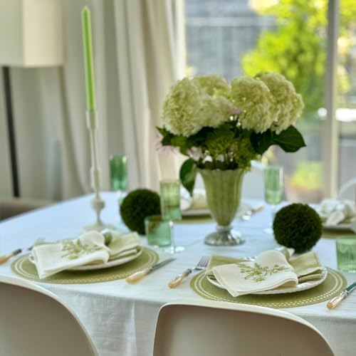 Bodrum Pearls Round Embroidered Placemats Set of 4 – 15" Elegant Table Mats for Dining, Weddings & Special Occasions, Decorative, Wipe-Clean Vinyl Placemats, Fern/White - Image 6