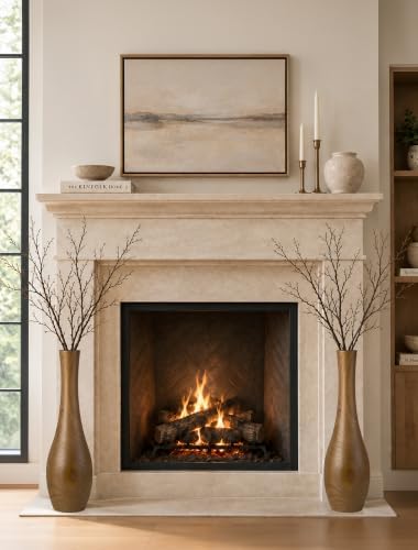 Hanobe 22" Tall Wooden Floor Vase for Pampas Grass, Brown Rustic Boho Style - Image 6