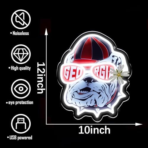 Funny Gaming Bulldog LED Neon Sign，Football Team Light Up Sign for College Room Wall Decor, Sports Fans Gifts for Men Boyfriend Alumni, Game Day Tailgate Bar Neon Lamp, Hanging Night Light - Image 4