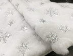 CHICHIC 72 Inch Faux Fur Christmas Tree Skirt with Sequin Silver Snowflakes - Image 4