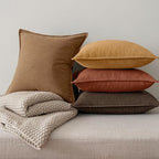 MIULEE Orange Boho Linen Decorative Pillow Covers 18x18 Inch Pack of 4 - Image 7