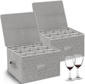 Wine Glass Storage Box with Dividers, 2-Pack Stemware Storage Containers w/Hard Shell Top Sides Bottom, Stackable Moving Boxes w/ Sturdy Handles for 24 Glassware Crystal Glasses Drinkware, 9.2'' Tall by Unknown