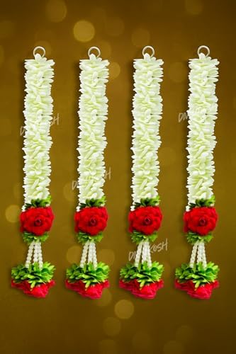 Divyakosh Set of 4 Wall Hangings -20 INCH for Home Decoration, Diwali Decor, Red Flower, Handmade Diwali Decoration Psychedelic Wall Hanging, Door Valance Hangings - Image 7