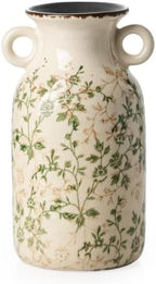Ceramic Flower Vase with Handle for Home Decor, Vintage Green Vase 9.1 Inch - Image 7